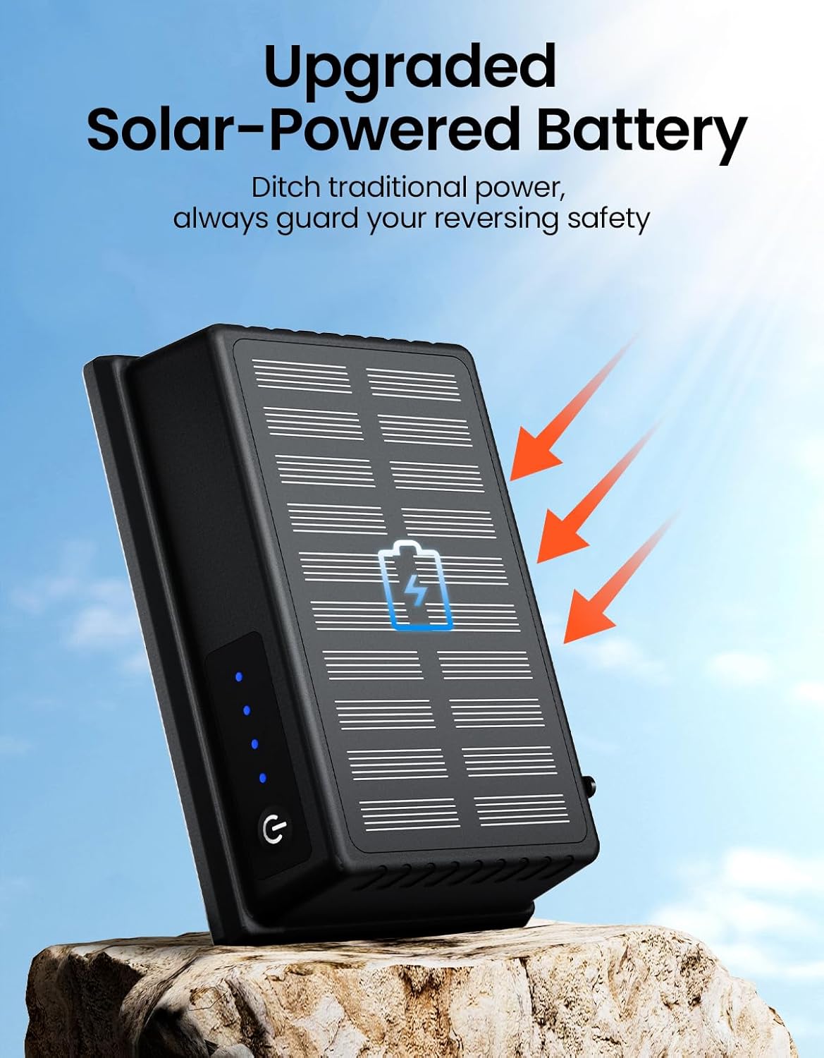 Solar Magnetic Battery for TECXERLLON RV Backup Camera, Waterproof, Rechargeable Power Supply with Strong Magnetic Mount, Only Compatible with TECXERLLON RV Wireless Backup Cameras
