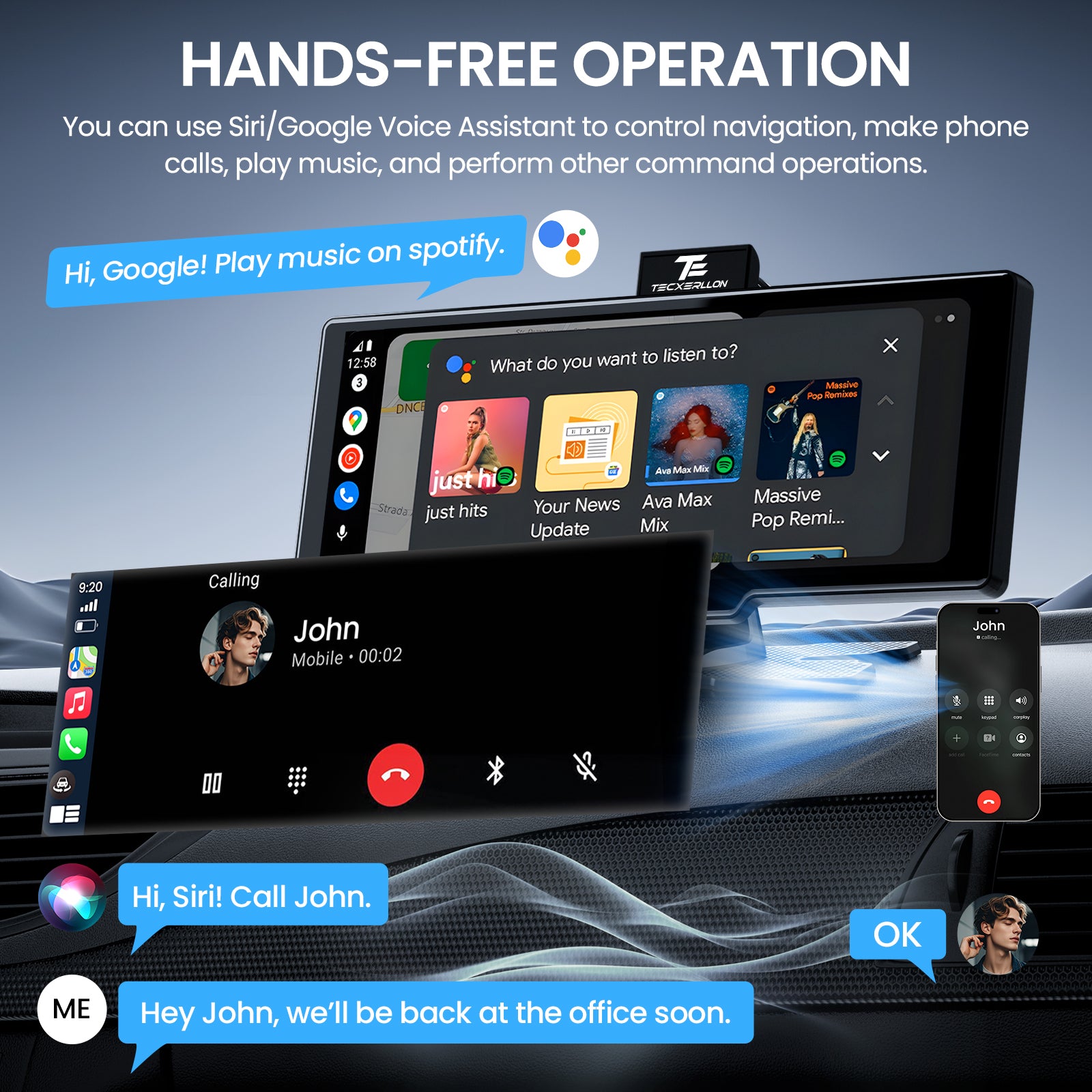 10.26'' Wireless Carplay Screen + 4K Dash Camera + 1080P Backup Camera