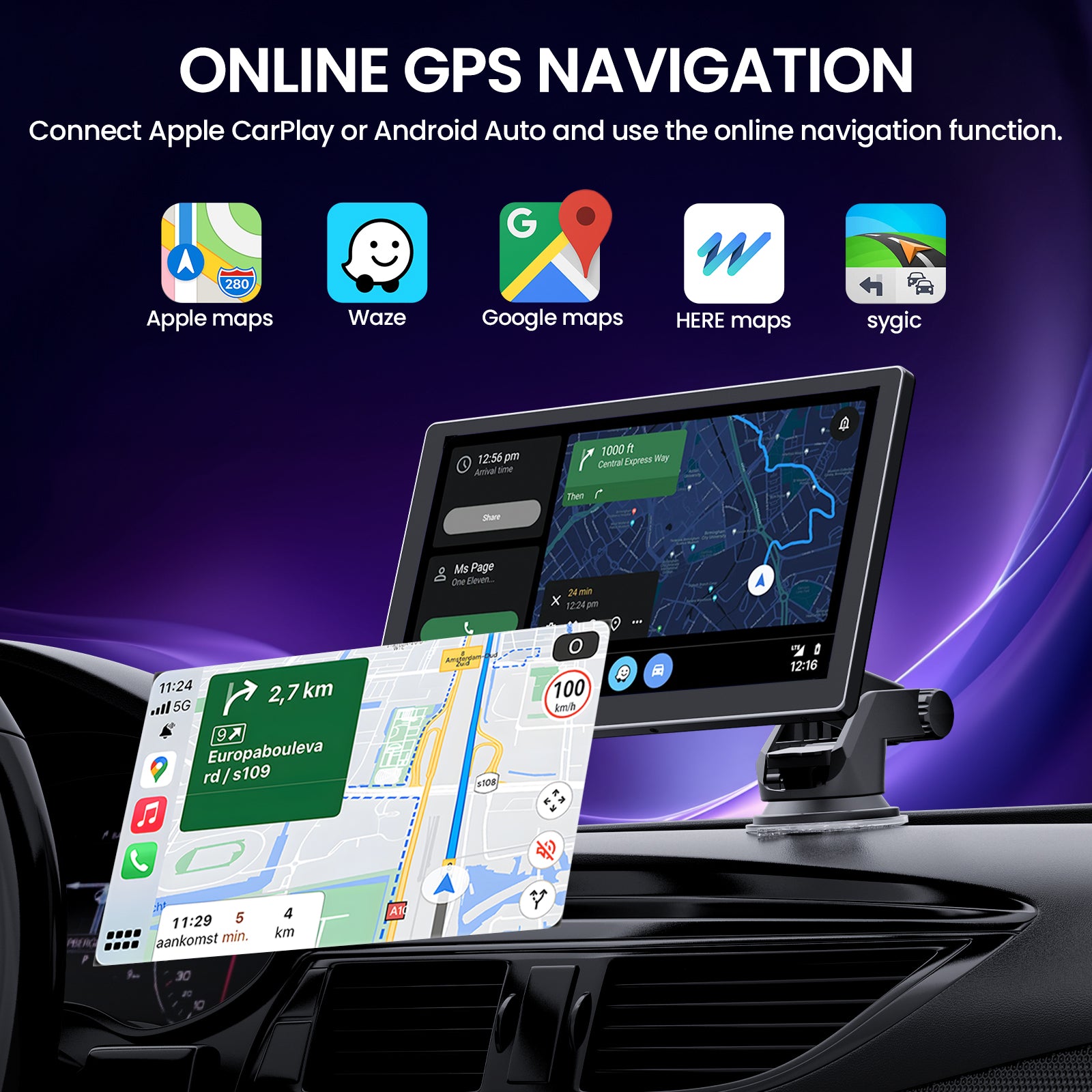 9'' Wireless Carplay Screen + 4K Dash Camera + 1080P Backup Camera