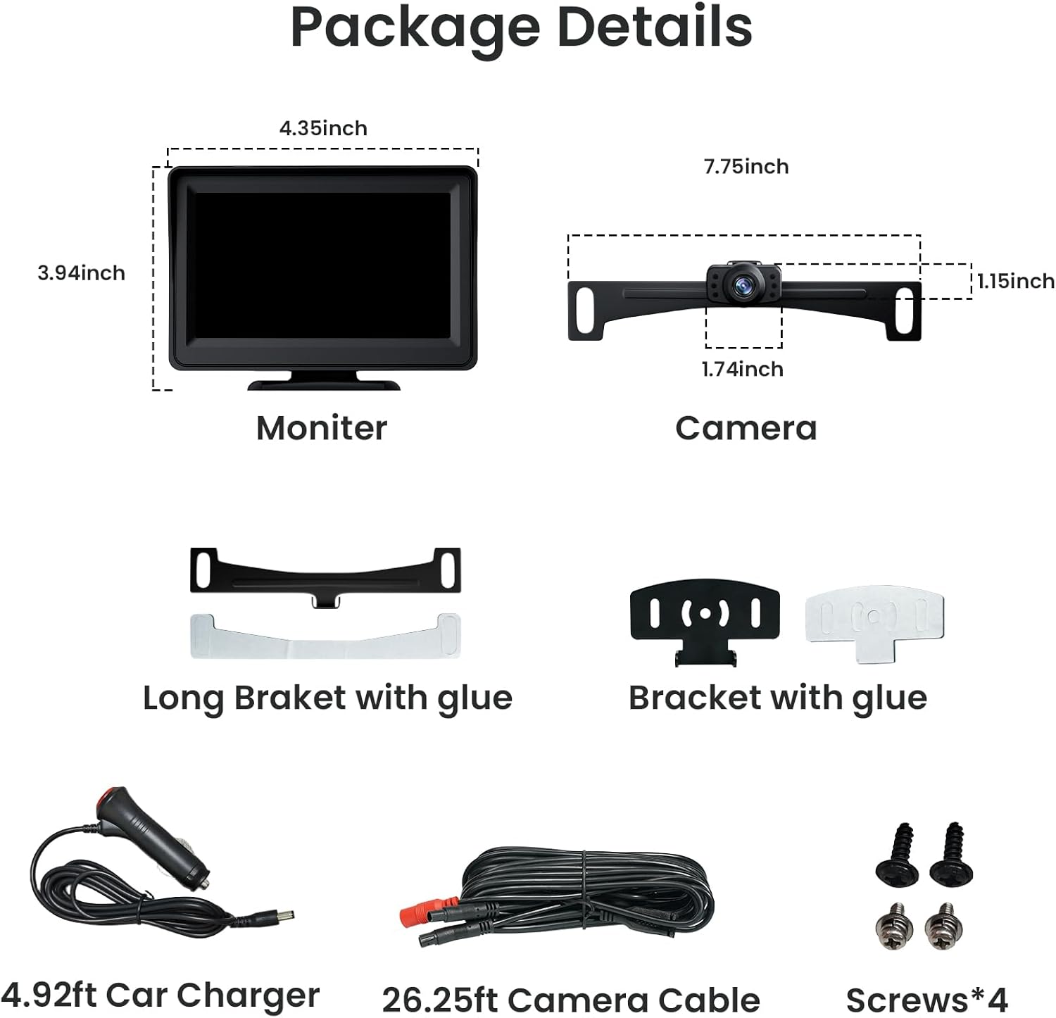 5'' HD 1080P Backup Camera, Backup Camera for Car, Reverse Rear Camera with Night Version 130° Wide Angle, Waterproof, Strong Signal for Car, Van, Truck, Trailer