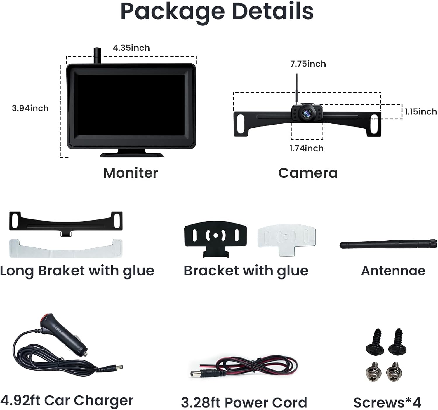Wireless Backup Camera, 5'' HD 1080P Backup Camera for Car, Reverse Rear Camera with Night Version 130° Wide Angle, Waterproof, Strong Signal for Car, Van, Truck, Trailer