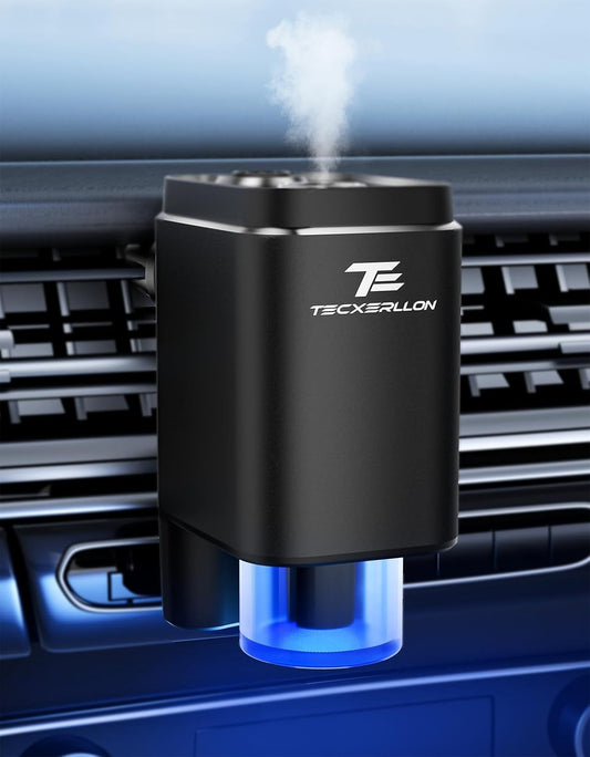 Smart Car Air Freshener, Car Air Freshener Diffuser, Car Diffuser with 360° Rotatable Vent Clip 3 Smart Scent Modes, 6 Refillable Scents for Long Lasting Fragrance