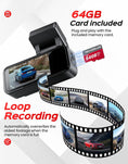 Load image into Gallery viewer, TECXLERON Dash Cam, 4K Full HD Dash Camera for Cars, Built-in GPS and Wi-Fi, 64GB SD Card Included, 160° Wide Angle Lens, Night Vision, G-Sensor, Loop Recording, 24H Parking Monitor
