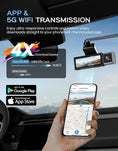 Load image into Gallery viewer, Dash Cam, 4K Triple Dash Camera with App Control, 170°/150°/140° Wide Angle, ADAS Assist, No-Light Night Vision, GPS, G-Sensor, WDR, 24H Parking Monitor, 128GB SD Card Included
