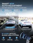 Load image into Gallery viewer, Dash Cam, 4K Triple Dash Camera with App Control, 170°/150°/140° Wide Angle, ADAS Assist, No-Light Night Vision, GPS, G-Sensor, WDR, 24H Parking Monitor, 128GB SD Card Included
