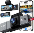 Load image into Gallery viewer, Dash Cam, 4K Triple Dash Camera with App Control, 170°/150°/140° Wide Angle, ADAS Assist, No-Light Night Vision, GPS, G-Sensor, WDR, 24H Parking Monitor, 128GB SD Card Included
