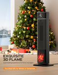 Load image into Gallery viewer, 32.3in Portable Electric Tower Heater with Fireplace Display, 1500W PTC Ceramic Heating, 70° Oscillation, Remote & Thermostat, Indoor Safe Heater for Bedroom & Living Room
