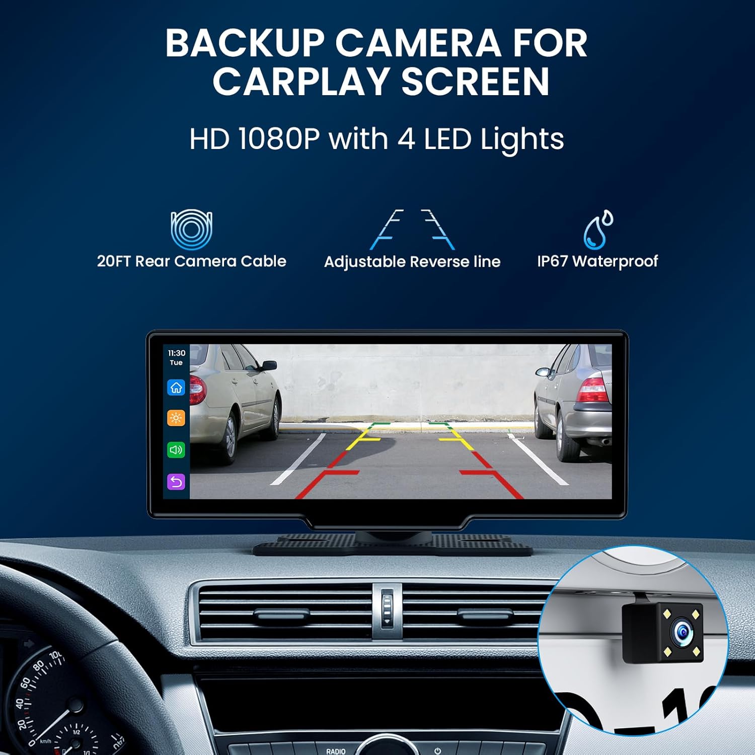 1080P HD Backup Camera Only for TECXERLLON CarPlay Screen (Model: NC09851/NC10851)