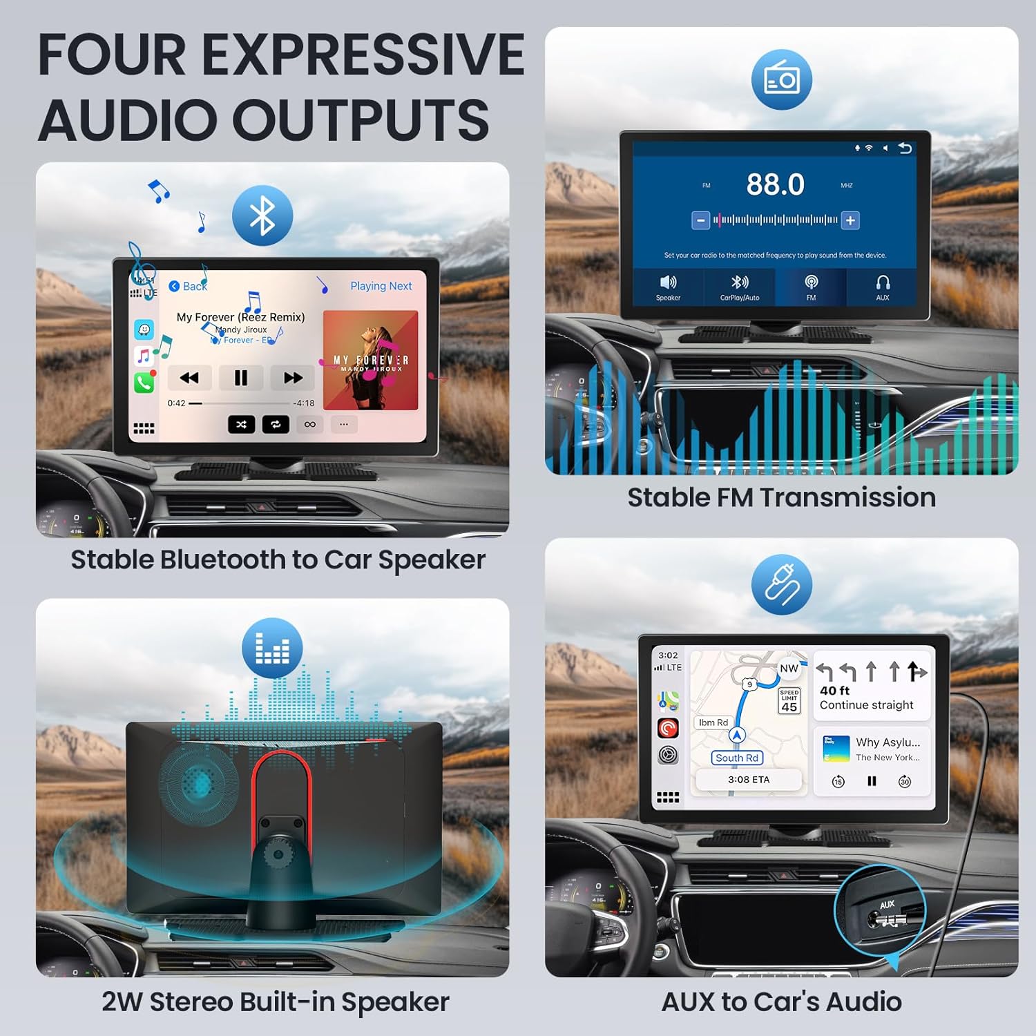 9.0'' Wireless Carplay Screen for Car, Portable Car Stereo with Apple Carplay & Android Auto, Car Audio Receivers with GPS Navigation, Mirror Link, Screen for All Vehicles(No Camera)